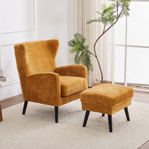 Upholstered chenille armchair - upholstered,