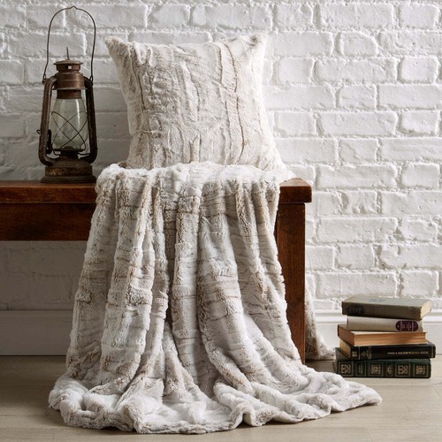 Snow leopard faux fur - snow, throw