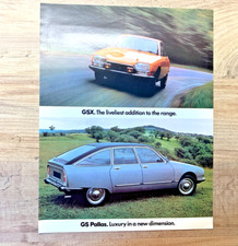 CITROEN GSX + GS PALLAS 1970s - ORIGINAL CLASSIC CAR MANUFACTURER SALES BROCHURE