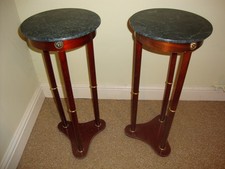 Pair of Wooden side tables with Marble top