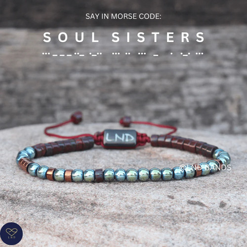 Morse code soul sisters bead - morse, sisters"