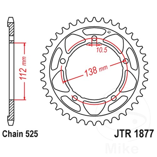 Rear sprocket tooth 525 - 47,