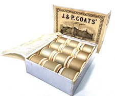 Vintage J & P Coats Six Chord Machine Cotton Spools / Wooden Reels in Box 310