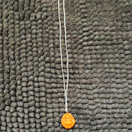 Carved brown buddha charm - carved,
