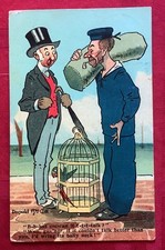 Donald McGill comic postcard mailed 1910 Romsey clear large thimble postmark