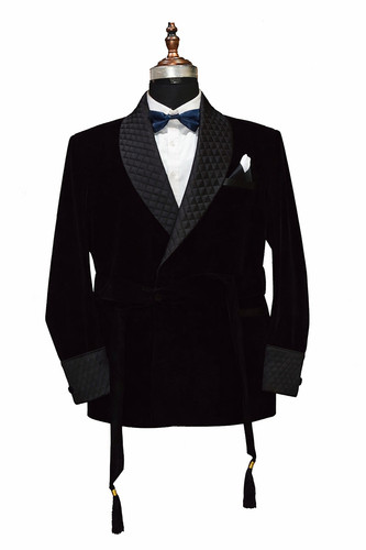 Men black satin quilted belt - men,