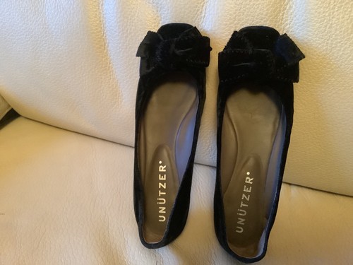 Unutzer black velvet bow flat - black,