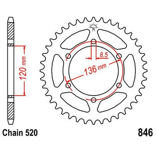 Jtr846 crown 43 teeth - jtr846.43,
