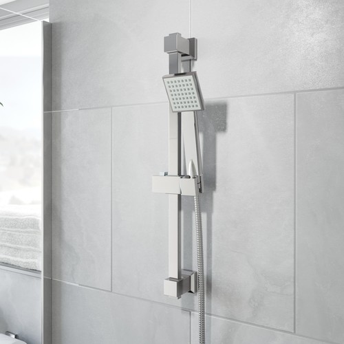 Chrome square shower kit head - kit,