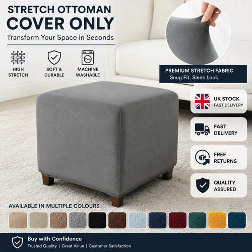 Velvet square stool cover - square,
