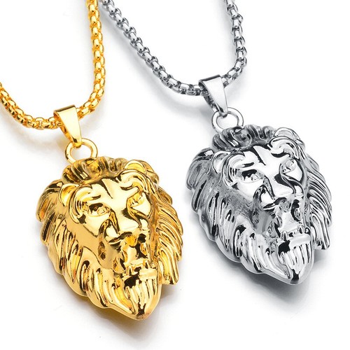 Lion head necklace stainless - lion,