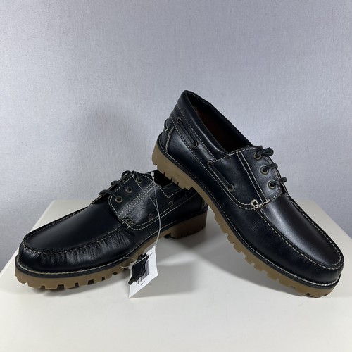 Avenue black leather boat - leather, deck