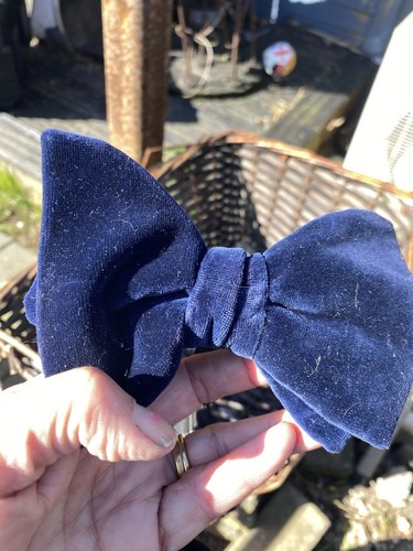 Vintage cotton velvet bow tie - cotton,