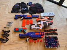 Nerf Guns and Accessory Bundle, 5 guns, vests, goggles, bullets + digital target