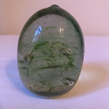 Antique Victorian Green Glass Dump Paperweight Doorstop 9cm