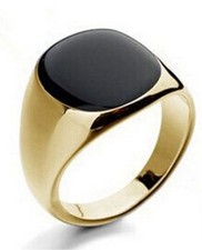 18K GOLD EP BLACK OVAL CUT
