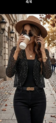 Black sequin bolero jacket - sequin,
