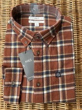 M&S Multi Checked Pure Cotton Soft Touch Flannel Shirt - Size: Large - BNWT