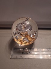 Glass Paperweight Bubbles Gold