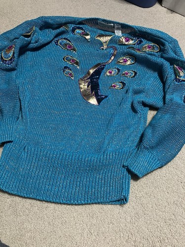 Vintage peacock sweater 80s - sweater,