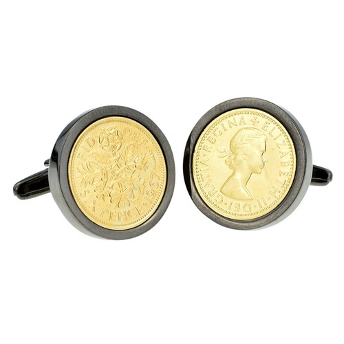 Gold plated sixpence - gold,