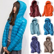 Women's Duck Down Coat Jacket Windproof Warm Hooded Autumn Light Casual