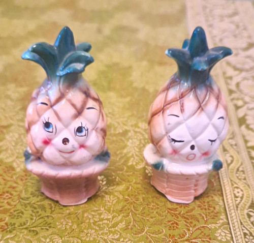Vintage ceramic pineapple salt - vintage,