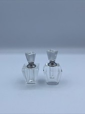 Vintage, Glass Perfume Bottles With Stoppers Set Of 2 Clear