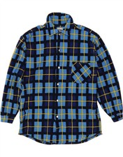 VINTAGE Mens Fleece Shirt XL Blue Check Polyester BU10