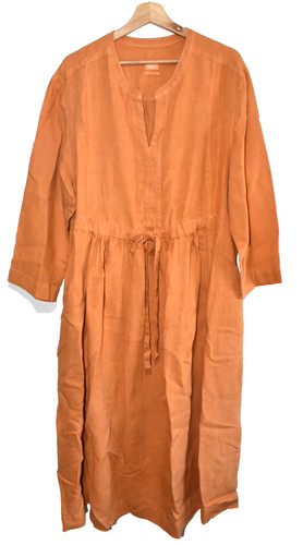 Toast linen dress midi - toast, smock