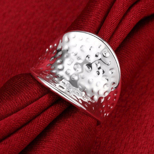 Silver plated hammered ring - hammered,