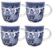 4x Blue Willow Barrel Mug
