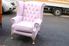 Real Leather High Back Chair In Pink Silver Studding RRP £599 Chesterfield