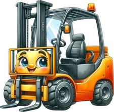 Colourful Forklift Truck Wall Art Bedroom Nursery Vinyl Sticker Decal 6 Sizes
