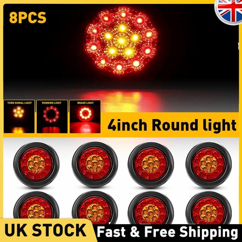 4inch round red amber led - round,