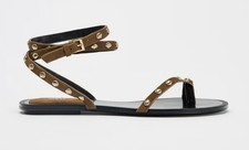 ZARA BROWN LEATHER STUDDED