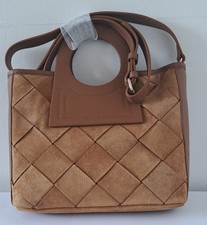 Ex River Island Suede LEATHER BASKET WEAVE Handbag