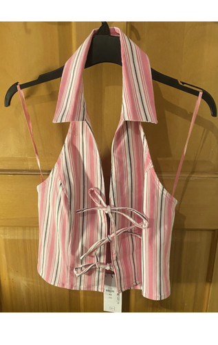 Ladies shirt front tie - front,
