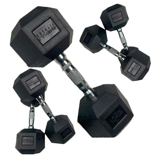 Hex dumbbells cast iron rubber - hex,