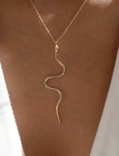 Yellow gold snake pendant - yellow,
