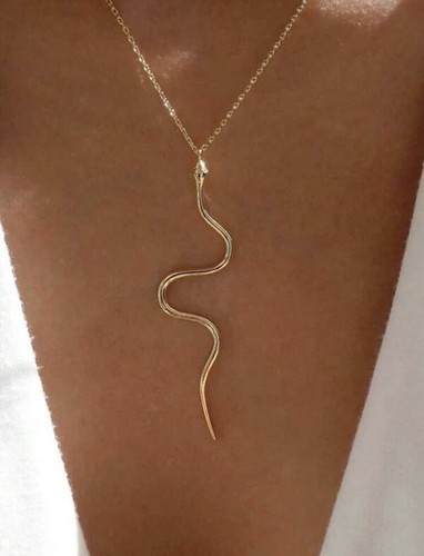 Yellow gold snake pendant - yellow,