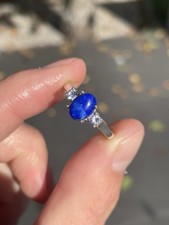 Silver Lapis Lazuli & Tanzanite 3 Stone Ring 2.8 Grams 925 ￼