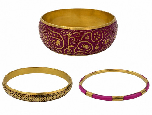 Gold pink brass bangle - brass,