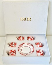 Dior Toile de Jouy Red Luxury Espresso Coffee Cup Set Porcelain Vintage Box