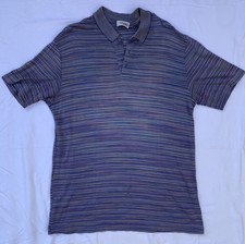 Vintage Missoni Sport Men’s Size XL Italy Multi Color Striped Knit Polo Shirt 