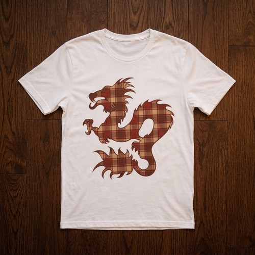 Plaid dragon graphic shirt - t,