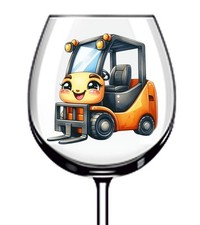 12x Colourful Forklift Truck Vinyl Sticker Decal Tumbler Wine Glass Bottle Mug