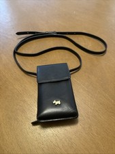 Radley Black Crossbody Phone Case Bag Dog Silver Zipper