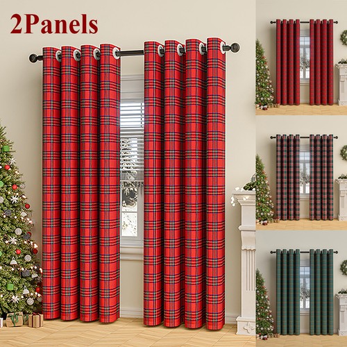 Pair christmas check - check, curtains