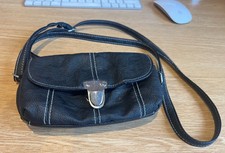 BLACK CROSSBODY BAG 2 DEPTS. CHROME CLASP + ZIP ADJUSTABLE SMART STITCHING BNWOT